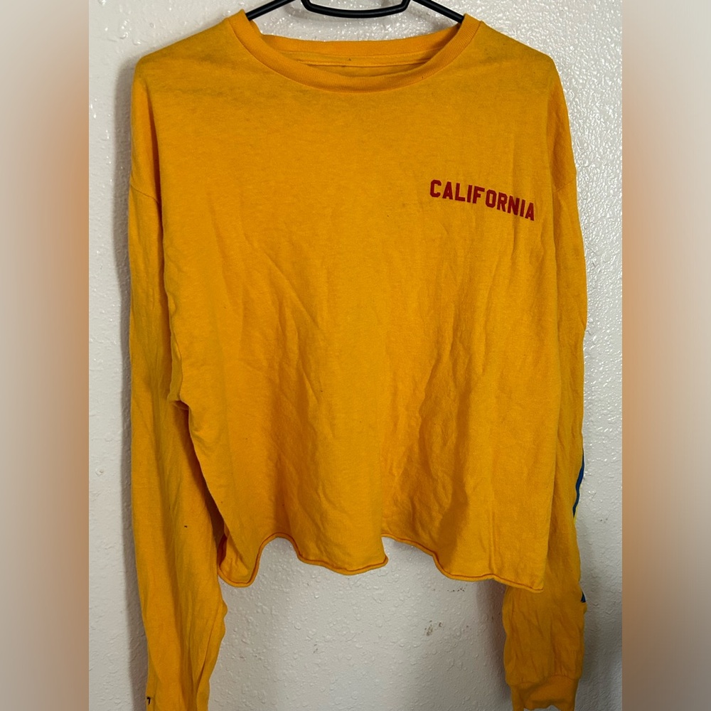 Fifth Sun Golden Long Sleeve Cropped Tee - Colorful Sleeves